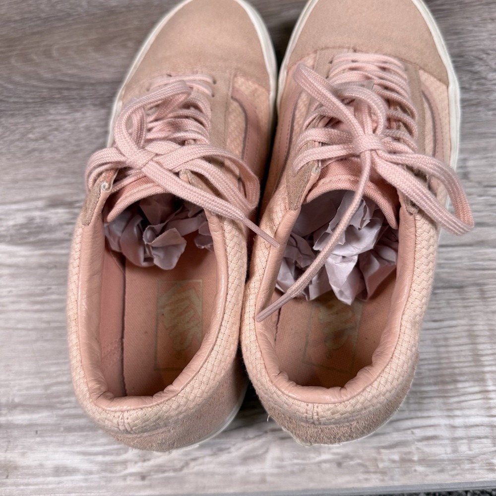 Vans Old Skool Low Top Pink Suede Woven Shoes Unisex Size M 7 W 8.5 Lace Up - Picture 7 of 8